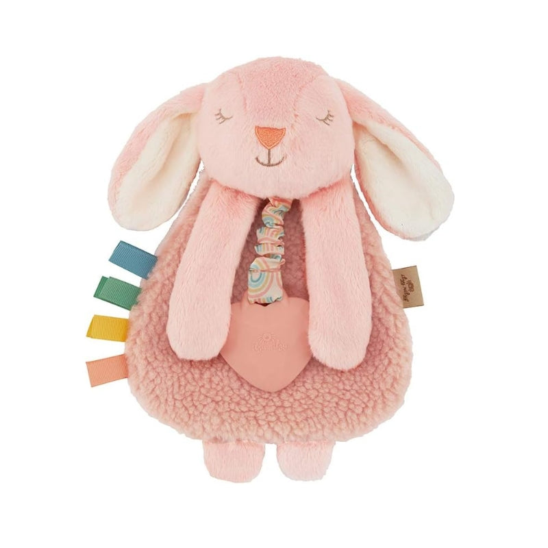 Plush Bunny Lovey with Teether & Crinkle Sensory Toy Soft Comfort Toy for Babies