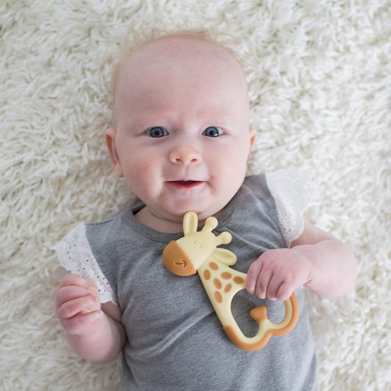 Baby Giraffe Silicone Teether BPA-Free, Easy to Hold, Soothing Relief for Infants 3M+