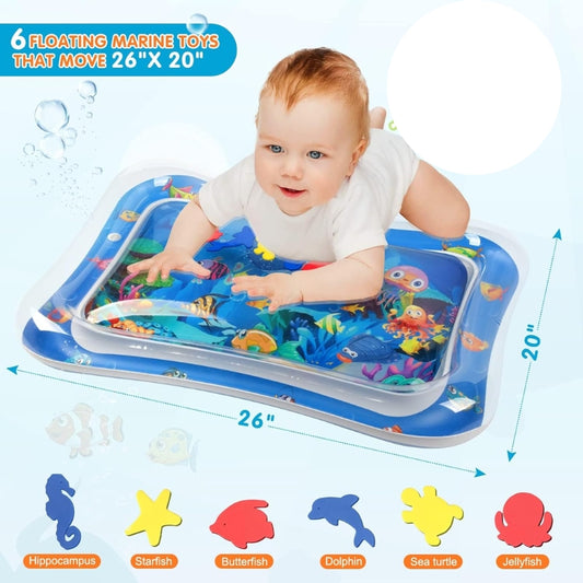 Inflatable Baby Tummy Time Water Mat Sensory Play Mat for Infants 3-24 Months
