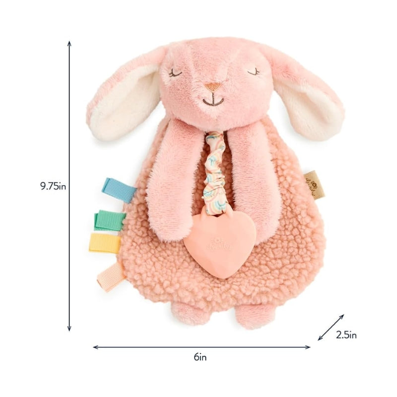 Plush Bunny Lovey with Teether & Crinkle Sensory Toy Soft Comfort Toy for Babies