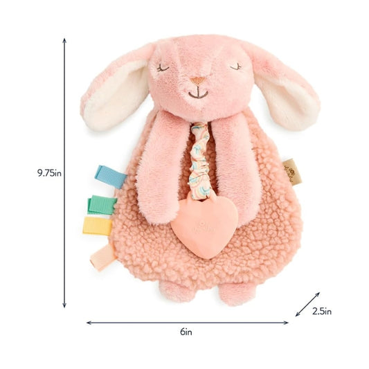 Plush Bunny Lovey with Teether & Crinkle Sensory Toy Soft Comfort Toy for Babies